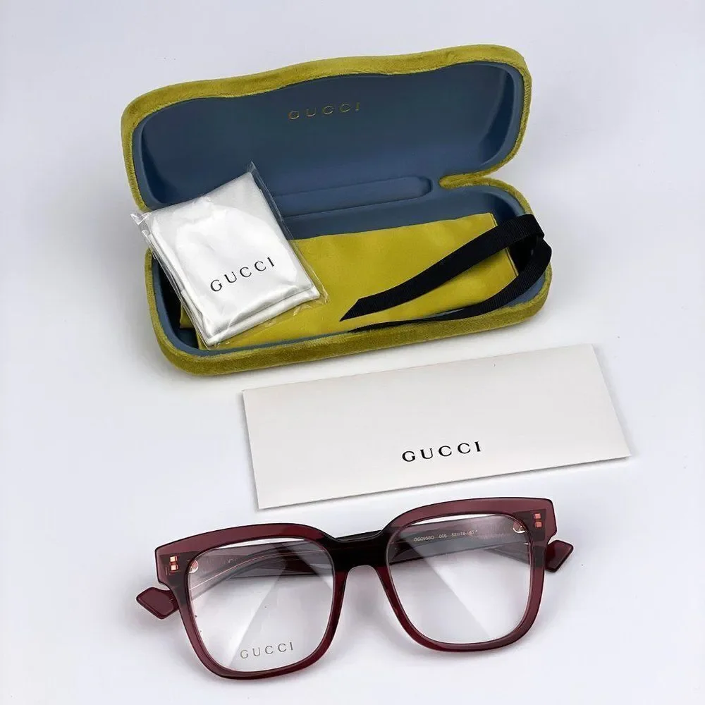 NEW  Gucci GG0958O 006 Burgundy Square Unisex Eyeglasses